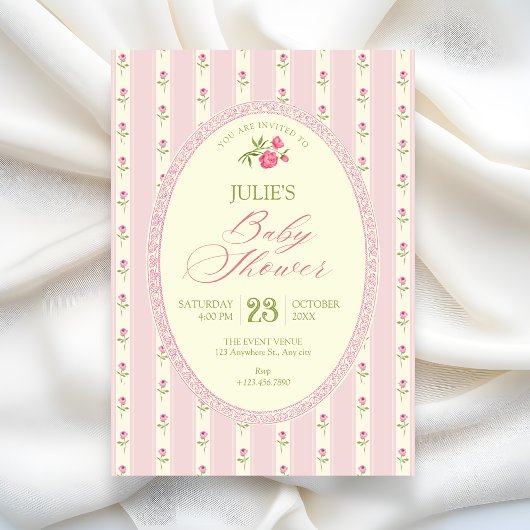 Invitation Pink vintage baby shower