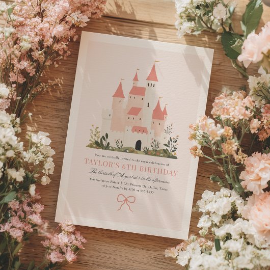 Invitation Pink Vintage Château de Princess Fairytale Anniver