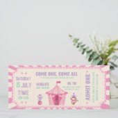 Invitation Pink Vintage Circus Ticket Carnival Baby shower (Debout devant)