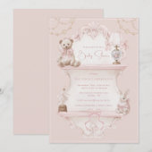 Invitation Pink Vintage Elegant Baby Shower (Devant / Derrière)