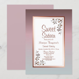 Invitation Pink Vintage Floral Sweet 16 Anniversaire