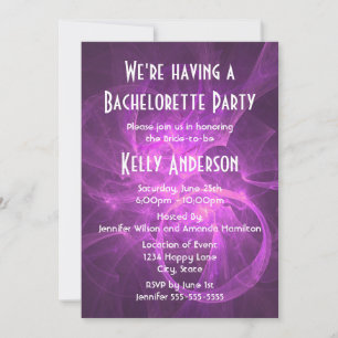 Invitation Pink violet Abstrait fractal Parti de Bachelorette