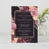 Invitation Pink violet Automne Floral Bridal Déjeuner (Debout devant)