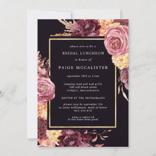 Invitation Pink violet Automne Floral Bridal Déjeuner
