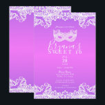 Invitation Pink violet blanc dentelle Masquerade Sweet 16 Par<br><div class="desc">Personnaliser pour tout événement</div>