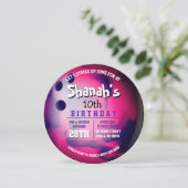 Invitation Pink violet BOWLING BALL ROND Anniversaire (Debout devant)