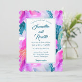 Invitation Pink violet et Turquoise aquarelle Mariage Floral (Debout devant)