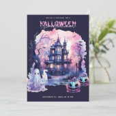 Invitation Pink violet Halloween Spooktacular Party (Debout devant)