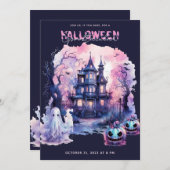 Invitation Pink violet Halloween Spooktacular Party (Devant / Derrière)
