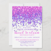 Invitation Pink violet Hollywood Parties scintillant Sweet si (Devant)