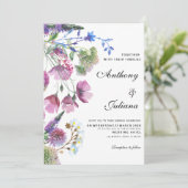 Invitation Pink violet lilas fleur sauvage Mariage d'été (Debout devant)