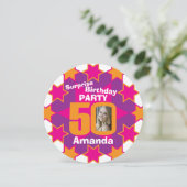 Invitation Pink violet orange étoile photo 50e anniversaire f (Debout devant)