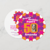 Invitation Pink violet orange étoile photo 50e anniversaire f (Devant / Derrière)