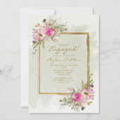 Invitation Pink violet Sage Vert Feuille Fiançailles or (Devant)