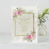 Invitation Pink violet Sage Vert Feuille Fiançailles or (Debout devant)