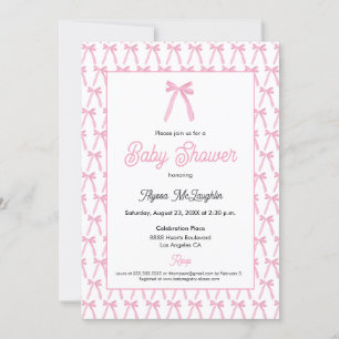 Invitation Pink Watercolor arc ruban bébé fille baby shower