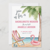 Invitation Pink Watercolor Beach Bachelorte Party (Devant)