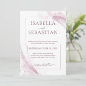 Invitation Pink Watercolor Elegant Wedding (Debout devant)