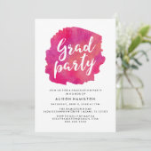 Invitation Pink Watercolor Graduation Party (Debout devant)
