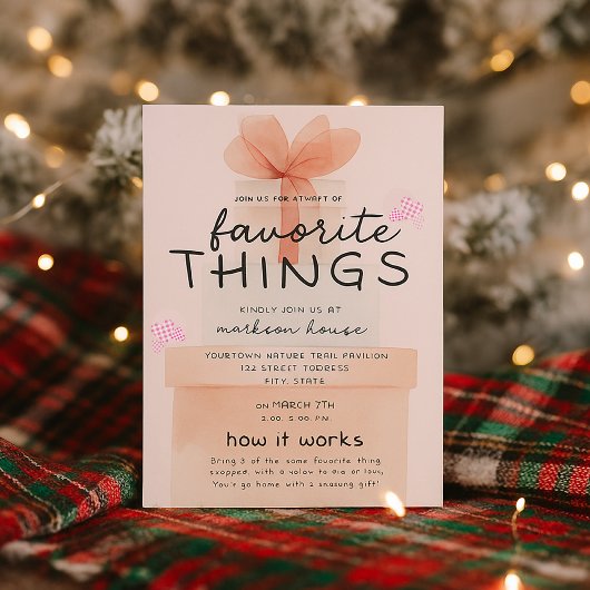 Invitation Pink Watercolor Holiday Favorite Things Party