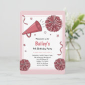 Invitation Pink Watercolor Kids Cheer Birthday Party (Debout devant)