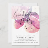 Invitation Pink Watercolor Orchid Graduation Party (Devant)