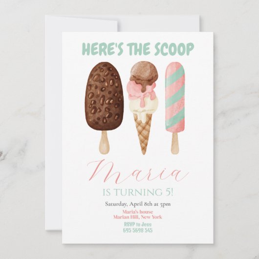 Invitation Pink Watercolor Voici le scoop Anniversaire (Devant)