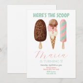 Invitation Pink Watercolor Voici le scoop Anniversaire (Devant / Derrière)