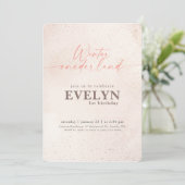 Invitation Pink Watercolor Winter Onederland First Birthday (Debout devant)