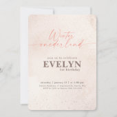 Invitation Pink Watercolor Winter Onederland First Birthday (Devant)