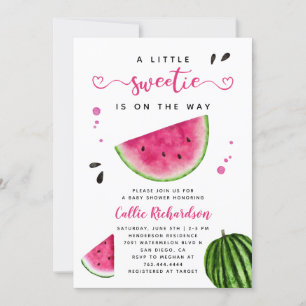 Invitation Pink Watermelon Little Sweetie Baby Shower Invitat
