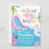 Invitation Pink Watertoboggan Pool Fête Anniversaire Invitati (Devant)