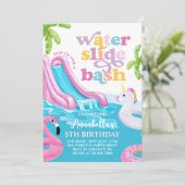 Invitation Pink Watertoboggan Pool Fête Anniversaire Invitati (Debout devant)