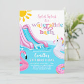 Invitation Pink Watertoboggan Pool Fête Anniversaire Invitati (Debout devant)