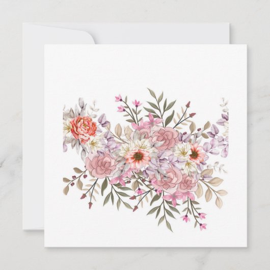 Invitation Pink Wedding Bouquet (Devant)
