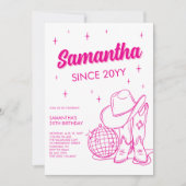 Invitation Pink Western Country Disco 25th Birthday Party (Devant)