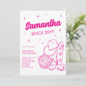 Invitation Pink Western Country Disco 25th Birthday Party (Debout devant)