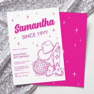 Invitation Pink Western Country Disco 30e fête d'anniversaire