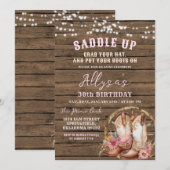 Invitation Pink Western Cowgirl Rustic N'importe quel âge Ann (Devant / Derrière)