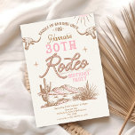Invitation Pink Western Desert 30th Rodeo 30th Birthday<br><div class="desc">Pink Western Desert 30th Rodeo 30th Birthday Pink and brown 30th rodeo 30th anniversaire invitation pour les femmes avec deux vaches longhorn, illustration du désert occidental et texte de style corde. Cette 30e invitation d'anniversaire de rodéo est idéale pour une fête de 30e anniversaire sur le thème de l'ouest sauvage....</div>