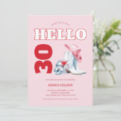 Invitation Pink Western Disco Cowgirl 30th Birthday Party (Debout devant)