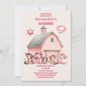 Invitation Pink Western Premier Anniversaire Rodéo bébé fille (Devant)