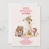 Invitation Pink Western Premier Anniversaire Rodéo bébé fille (Devant)