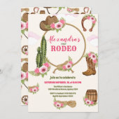 Invitation Pink Western Premier Anniversaire Rodéo bébé fille (Devant / Derrière)