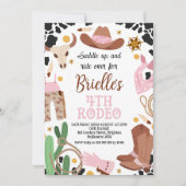 Invitation Pink Western Wild West 4e Rodeo Anniversaire (Devant)