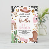 Invitation Pink Western Wild West 4e Rodeo Anniversaire (Debout devant)