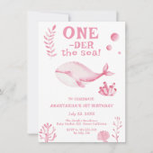 Invitation Pink Whale Oneder The Sea 1st Birthday (Devant)