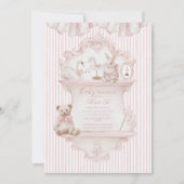 Invitation Pink Whimsical Elegant Baby Shower (Devant)