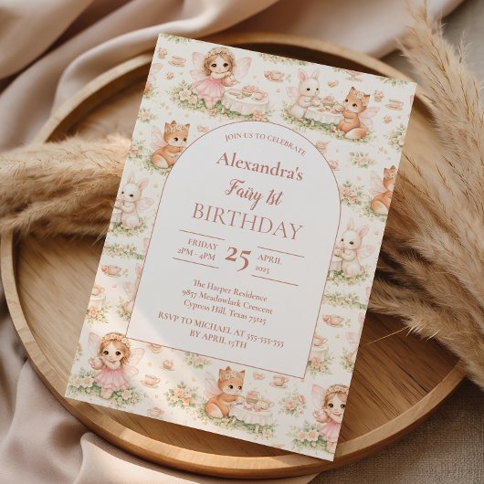 Invitation Pink Whimsical Fairy Birthday