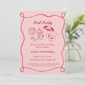 Invitation Pink Whimsical Pool Party été Anniversaire Invitat (Debout devant)